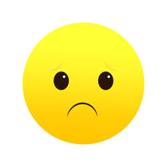 Sad face downcast mood. Unhappy emoji expression. Gloomy emoticon sorrow. Vector illustration. EPS 10.