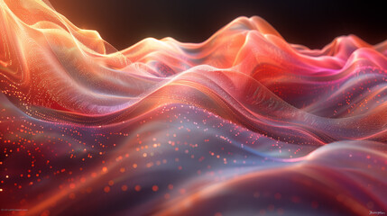Fototapeta premium Abstract wave of particles on flowing fabric