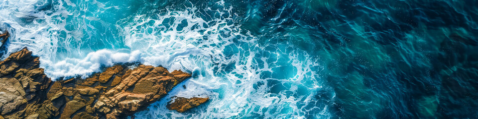 Drone shot capturing the dynamic sea foam on coastal cliffs
