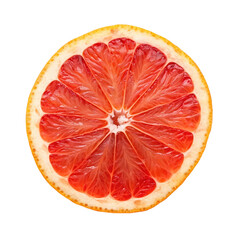 Half of red grapefruit on a transparent background. Juicy fruit.