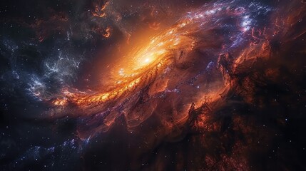 Vivid Galactic Nebula with Fiery Swirls.