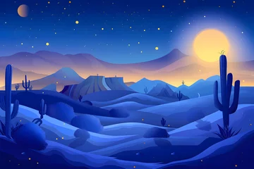 Fotobehang Magische Wüste: Sternenklare Nachtlandschaft © Lake Stylez