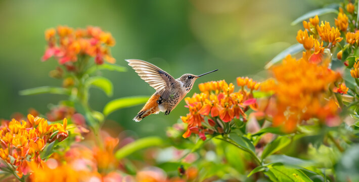 a flower, A hummingbird hawk-moth hovers gracefully around flowers, mimicking the bird's behavior and colors to deceive predators and access nectar photography