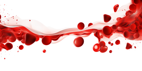 Illustration of the human red blood cells isollated on the transparent background.
