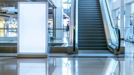 Obraz premium A white mockup of an advertising stand in a Shopping center