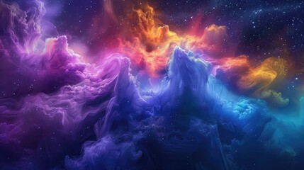 Vibrant Multicolored Cosmic Clouds in Deep Space.