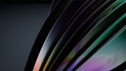 Metal Wave-like Plate Rainbow Reflection Modern Artistic Passionate Elegant Modern 3D Rendering Abstract Background