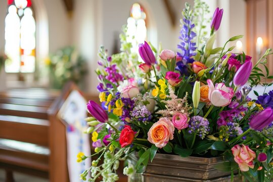 The Sanctuary Illuminated by a Beautiful Floral Arrangement for Easter: A Testament to Spring's Rebirth and Spiritual Renewal