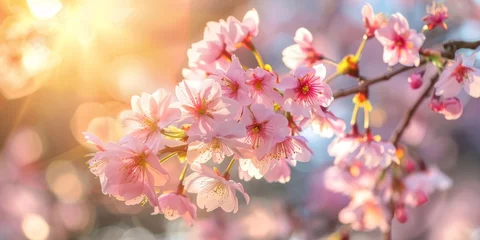 Badkamer foto achterwand Springtime seasonal flower. Blooming growth. Japanese Cherry Blossoms, tulips, violets, and crocus. Easter spring garden bud. © Fox Ave Designs