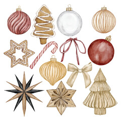 A set of Christmas tree decorations