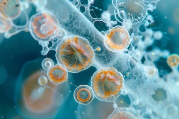 Close-up of growing fungal spores. - obrazy, fototapety, plakaty