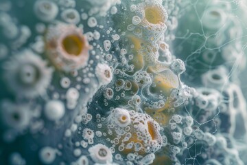 Close-up of growing fungal spores.