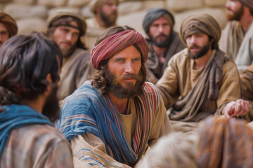 Jesus talking to his disciples
