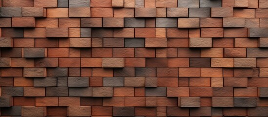 Obraz premium The brown brick wall is covered with a multitude of blocks, creating a textured and layered surface. The blocks add depth and complexity to the otherwise simple wall.
