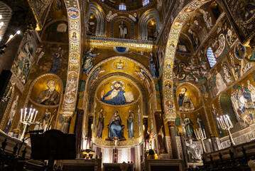 Palatine Chapel or Cappella Palatina, Palermo, Sicily, Italy - obrazy, fototapety, plakaty