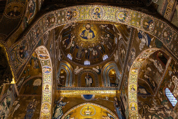 Fototapeta na wymiar Palatine Chapel or Cappella Palatina, Palermo, Sicily, Italy