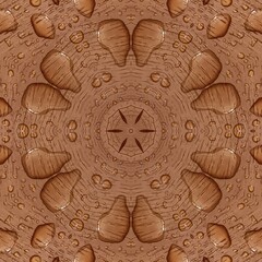 hexagonal pattern of water drops on a brown background