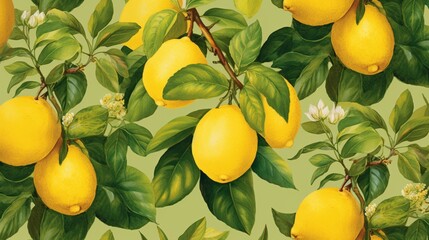 Flourishing lemon tree adorned with bright yellow fruits, set against a backdrop of lush green leaves.