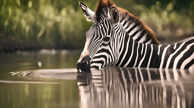 zebra in the water