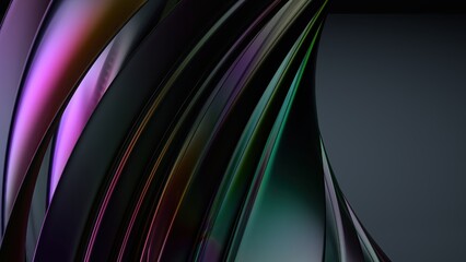 Metal Wave-like Plate Rainbow Reflection Delicate Pop Culture Elegant Modern 3D Rendering Abstract Background