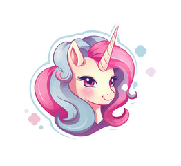 cute unicorn icon logo vector illustration