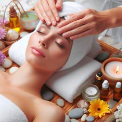 Obraz na płótnie Canvas Beautiful young woman having massage in spa salon. Beauty treatment concept.
