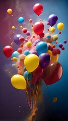 A Spectrum of Joy with Multicolored Balloons and Scattered Dust