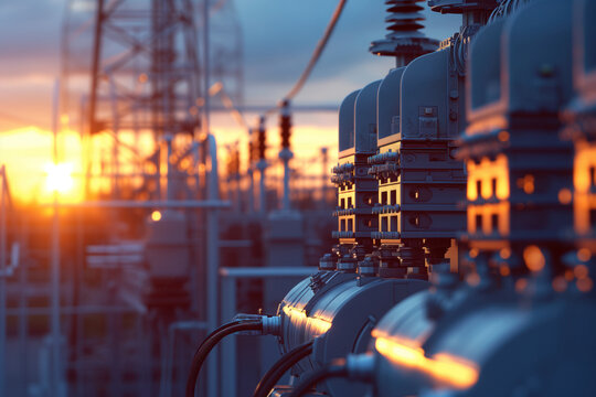 Substations with high voltage switchgear a transmission transformers AI Generative