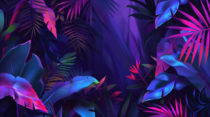 Neon jungle background.