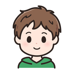 普通の表情をした若い男性のイラスト