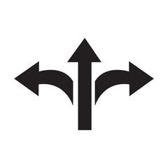 3 arrow way line icon. Simple outline style. Choice, option, pathway, opportunity, logo, split, road, choose, three concept. Vector illustration isolated on white background. Thin stroke EPS 10