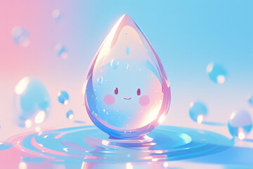 Cute cartoon smiley water drop