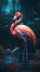 Obraz premium Flamingo bird animal outdoor scene ultra-detailed macro photography picture poster background