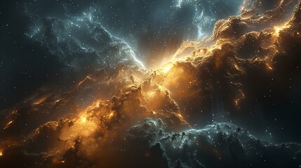 Cosmic energy unleashed in a dazzling display of light and color. a surreal space scene captured in artistic imagery. ideal for backgrounds and abstract concepts. AI - obrazy, fototapety, plakaty