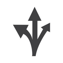 Arrow, three way, direction icon. Vector illustration, flat design, eps10