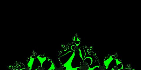 neon greet upper part of Julia set type fractal neon green dragon on black