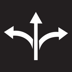 Fototapeta premium divergence of three arrows icon in white color on a white background, the direction of movement to success in business, eps10