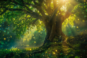A dreamy and magical fantasy forest