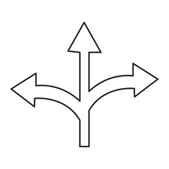 Arrow way line icon. Three arrow and road direction vector illustration, eps10