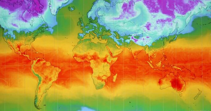 The weather forecast interface on the digital screen shows the temperature., Global warming concept
