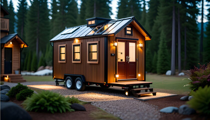 Affordable tiny home with a visible key and transparent rental agreement