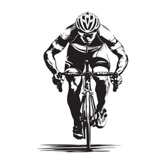 Cyclist on his road bike. Cycling abstract vector silhouette Stock Vector