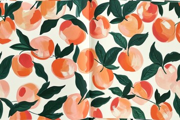 Open notebook with peach image and leaves cover, perfect for summer inspiration and creative ideas