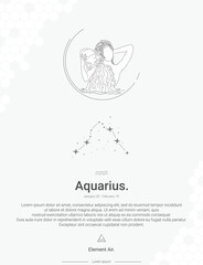 Zodiac sign constellations Aquarius vector illustration wall decor ideas