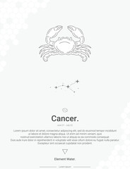 Zodiac sign constellations Cancer vector illustration wall decor ideas
