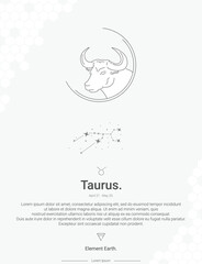 Zodiac sign constellations Taurus vector illustration wall decor ideas