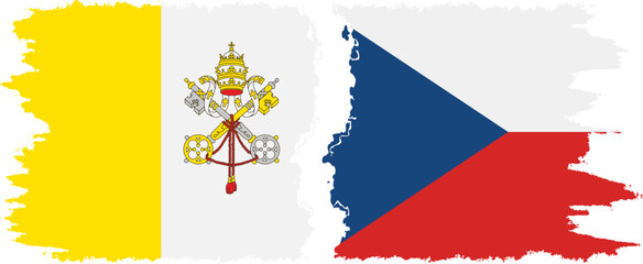 Czech and Vatican grunge flags connection vector