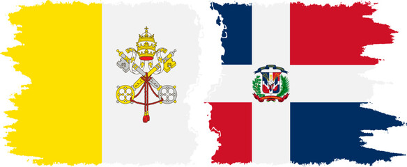 Dominican Republic and Vatican grunge flags connection vector