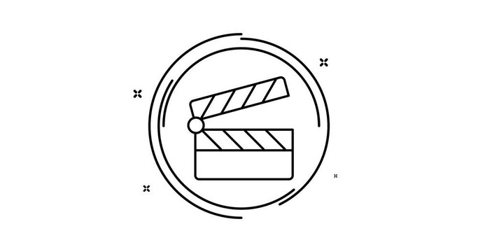 movie clapper animated outline icon. movie clapper rotation appearance 4k video animation for web, mobile and ui design
