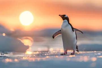 Fotobehang a penguin walking on snow © Andrei